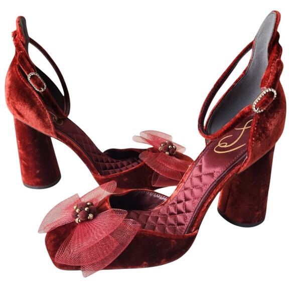 Sam Edelman Shoes - Sam Edelman
COLTER ANKLE STRAP HEEL Size 9.5 Deep Cherry Velvet